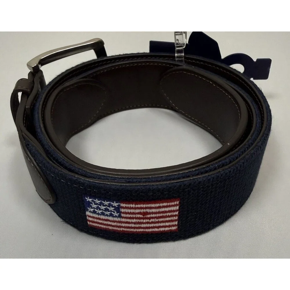 Original Penguin Men’s Belt Size 32 Navy American Flag Embroidered NWT